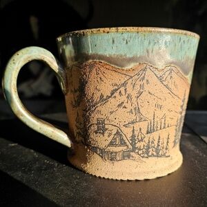 Rustic Mountain Scene Ceramic Mug